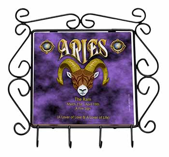 Aries Astrology Star Sign Birthday Gift Wrought Iron Key Holder Hooks