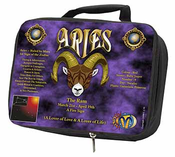 Aries Astrology Star Sign Birthday Gift Black Insulated School Lunch Box/Picnic 