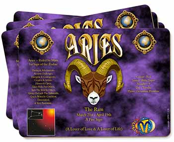 Aries Astrology Star Sign Birthday Gift Picture Placemats in Gift Box