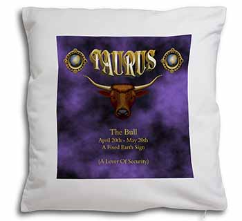 Taurus Star Sign Birthday Gift Soft White Velvet Feel Scatter Cushion