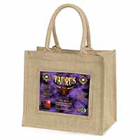 Taurus Star Sign Birthday Gift Natural/Beige Jute Large Shopping Bag