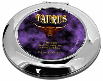 Taurus Star Sign Birthday Gift Make-Up Round Compact Mirror