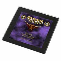 Taurus Star Sign Birthday Gift Black Rim High Quality Glass Coaster