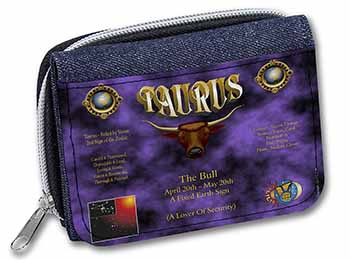 Taurus Star Sign Birthday Gift Unisex Denim Purse Wallet