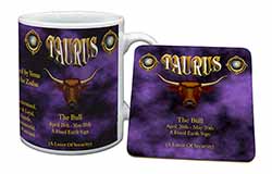 Taurus Star Sign Birthday Gift Mug and Coaster Set