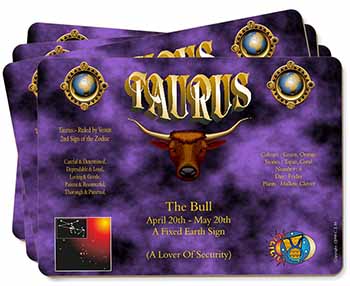 Taurus Star Sign Birthday Gift Picture Placemats in Gift Box