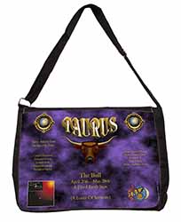 Taurus Star Sign Birthday Gift Large Black Laptop Shoulder Bag School/College