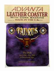 Taurus Star Sign Birthday Gift Single Leather Photo Coaster