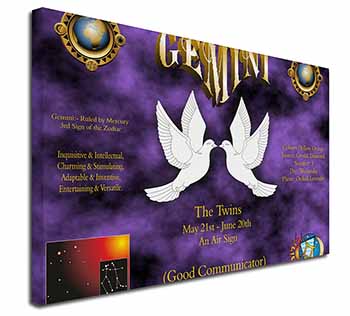 Gemini Star Sign Birthday Gift Canvas X-Large 30"x20" Wall Art Print