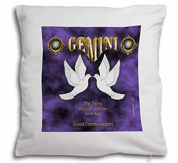 Gemini Star Sign Birthday Gift Soft White Velvet Feel Scatter Cushion