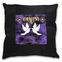 Gemini Star Sign Birthday Gift Black Satin Feel Scatter Cushion