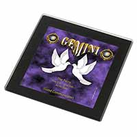 Gemini Star Sign Birthday Gift Black Rim High Quality Glass Coaster