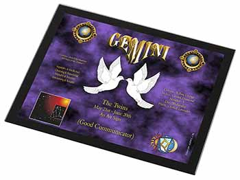 Gemini Star Sign Birthday Gift Black Rim High Quality Glass Placemat