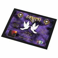 Gemini Star Sign Birthday Gift Black Rim High Quality Glass Placemat