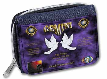 Gemini Star Sign Birthday Gift Unisex Denim Purse Wallet