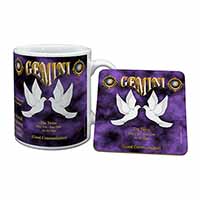 Gemini Star Sign Birthday Gift Mug and Coaster Set