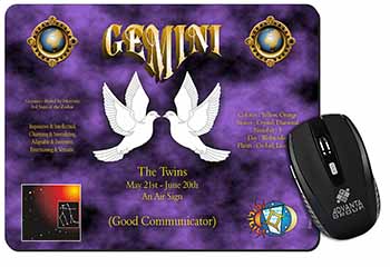 Gemini Star Sign Birthday Gift Computer Mouse Mat