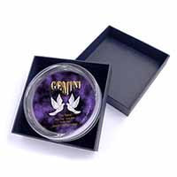 Gemini Star Sign Birthday Gift Glass Paperweight in Gift Box