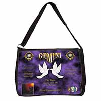 Gemini Star Sign Birthday Gift Large Black Laptop Shoulder Bag School/College