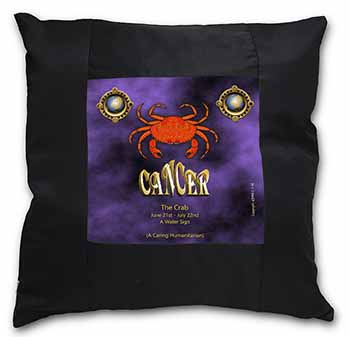 Cancer Star Sign Birthday Gift Black Satin Feel Scatter Cushion