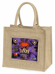 Cancer Star Sign Birthday Gift Natural/Beige Jute Large Shopping Bag