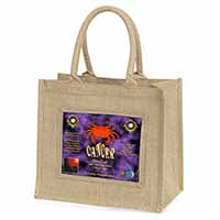 Cancer Star Sign Birthday Gift Natural/Beige Jute Large Shopping Bag