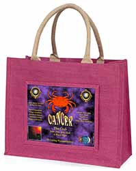 Cancer Star Sign Birthday Gift Large Pink Jute Shopping Bag