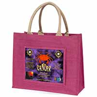 Cancer Star Sign Birthday Gift Large Pink Jute Shopping Bag
