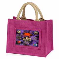 Cancer Star Sign Birthday Gift Little Girls Small Pink Jute Shopping Bag