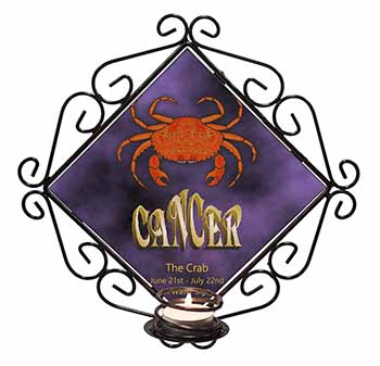 Cancer Star Sign Birthday Gift Wrought Iron Wall Art Candle Holder