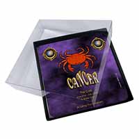 4x Cancer Star Sign Birthday Gift Picture Table Coasters Set in Gift Box