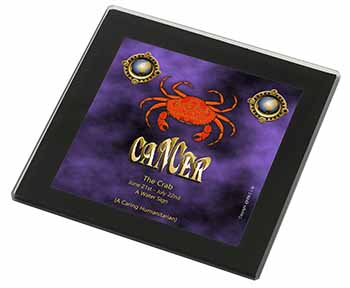 Cancer Star Sign Birthday Gift Black Rim High Quality Glass Coaster