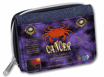 Cancer Star Sign Birthday Gift Unisex Denim Purse Wallet