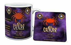 Cancer Star Sign Birthday Gift Mug and Coaster Set