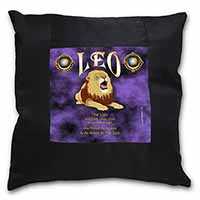Leo Astrology Star Sign Birthday Gift Black Satin Feel Scatter Cushion