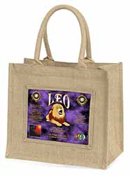 Leo Astrology Star Sign Birthday Gift Natural/Beige Jute Large Shopping Bag