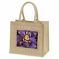 Leo Astrology Star Sign Birthday Gift Natural/Beige Jute Large Shopping Bag