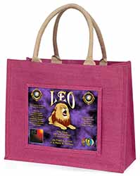 Leo Astrology Star Sign Birthday Gift Large Pink Jute Shopping Bag