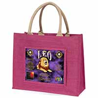 Leo Astrology Star Sign Birthday Gift Large Pink Jute Shopping Bag
