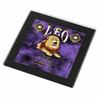 Leo Astrology Star Sign Birthday Gift Black Rim High Quality Glass Coaster