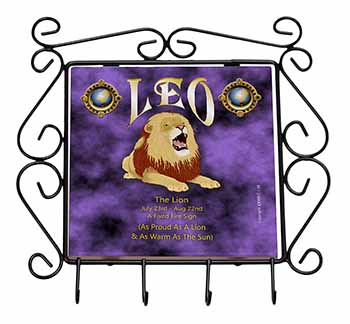 Leo Astrology Star Sign Birthday Gift Wrought Iron Key Holder Hooks