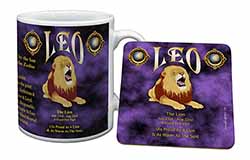 Leo Astrology Star Sign Birthday Gift Mug and Coaster Set