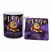 Leo Astrology Star Sign Birthday Gift Mug and Coaster Set