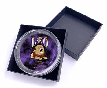 Leo Astrology Star Sign Birthday Gift Glass Paperweight in Gift Box