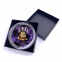Leo Astrology Star Sign Birthday Gift Glass Paperweight in Gift Box