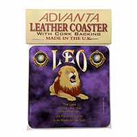 Leo Astrology Star Sign Birthday Gift Single Leather Photo Coaster