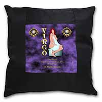 Virgo Star Sign Birthday Gift Black Satin Feel Scatter Cushion