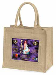 Virgo Star Sign Birthday Gift Natural/Beige Jute Large Shopping Bag