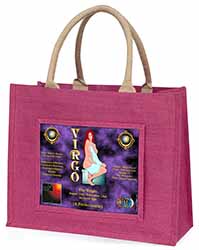 Virgo Star Sign Birthday Gift Large Pink Jute Shopping Bag