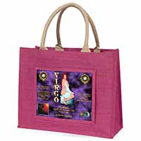 Virgo Star Sign Birthday Gift Large Pink Jute Shopping Bag